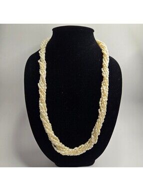 Vintage Multi 8 Strand Cultured Freshwater Pearl Torsade Necklace Twisted Bridal